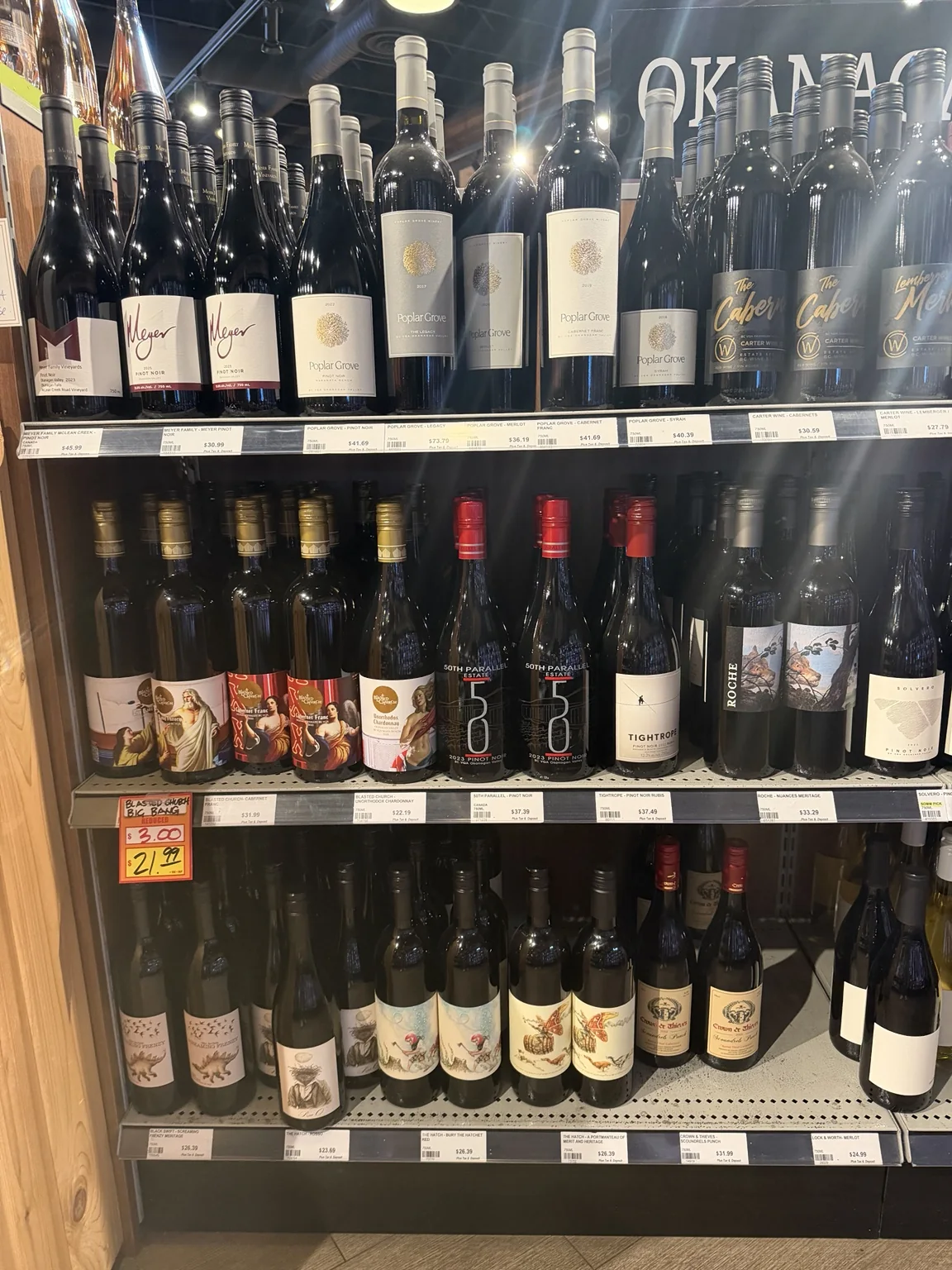 Wine selection on the shelves at Cask & Barrel in West Kelowna